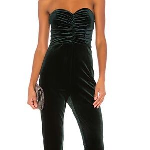 Superdown Dark Green Strapless Jumpsuit